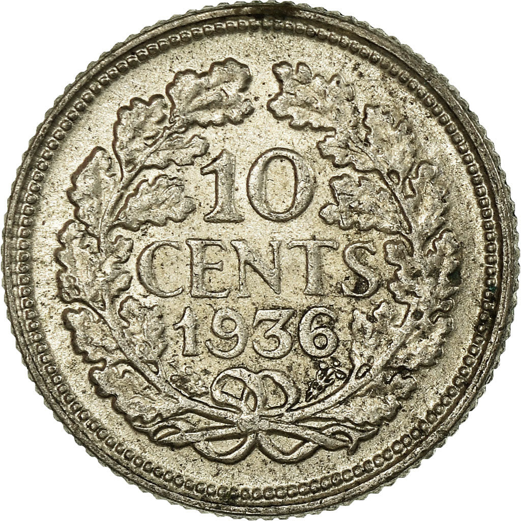 Münze, Niederlande, Wilhelmina I, 10 Cents, 1936, SS, Silber, KM:163