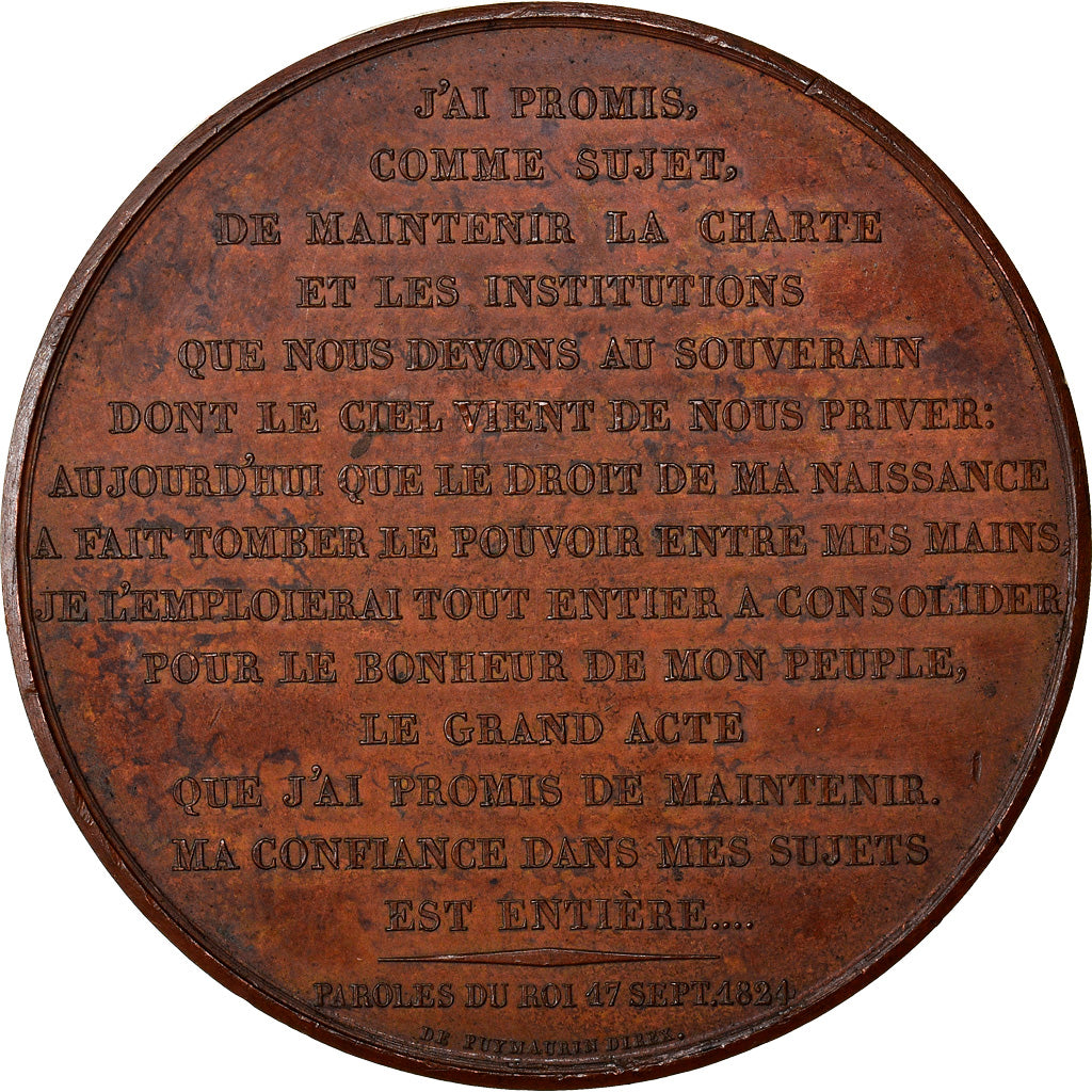 France, Médaille, Charles X, Maintien de la Charte, Paris, History, 1824