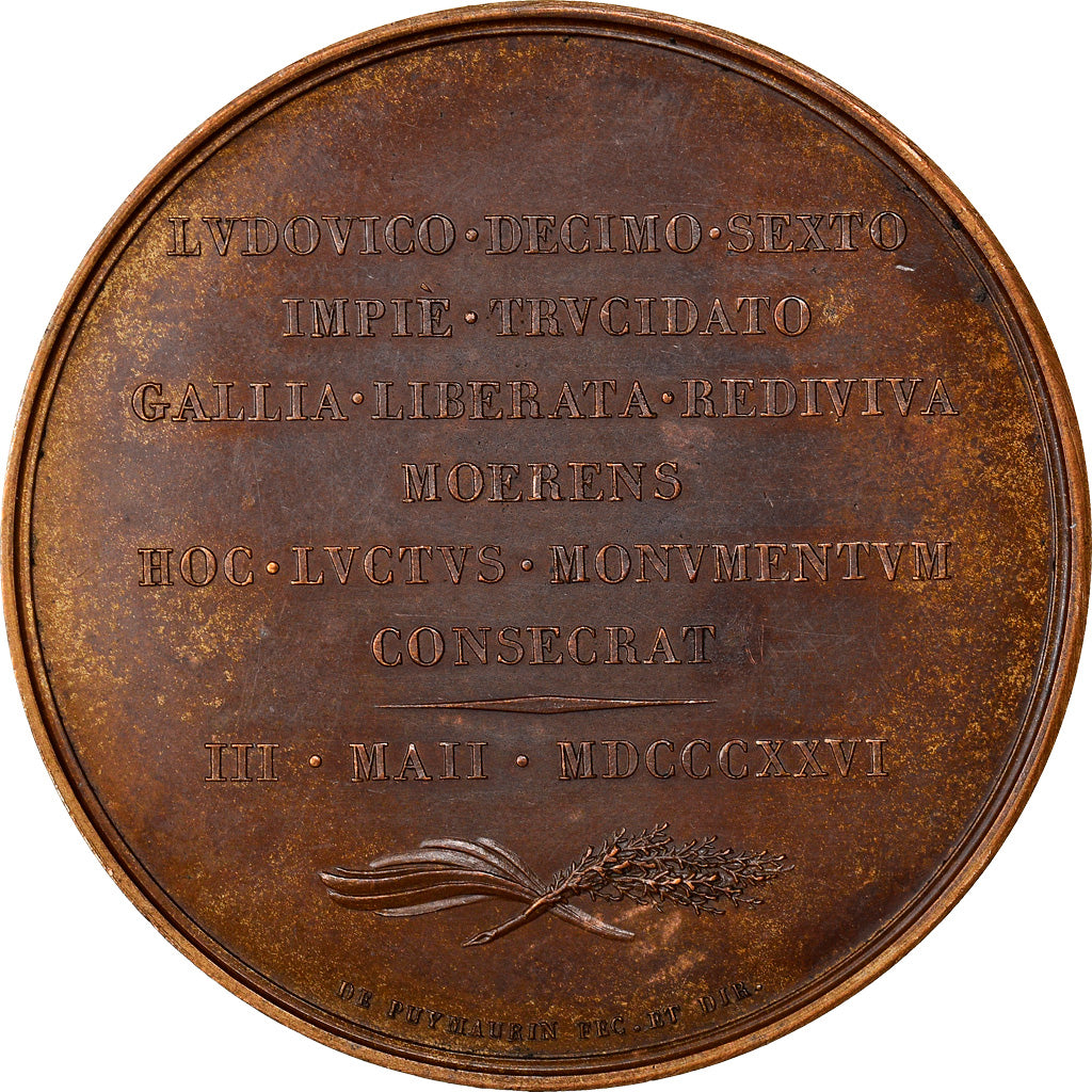 France, Médaille, Charles X, Monument à la Mémoire de louis XVI, History