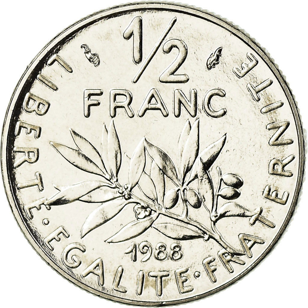 Coin, France, Semeuse, 1/2 Franc, 1988, Paris, MS(65-70), Nickel, KM:931.1
