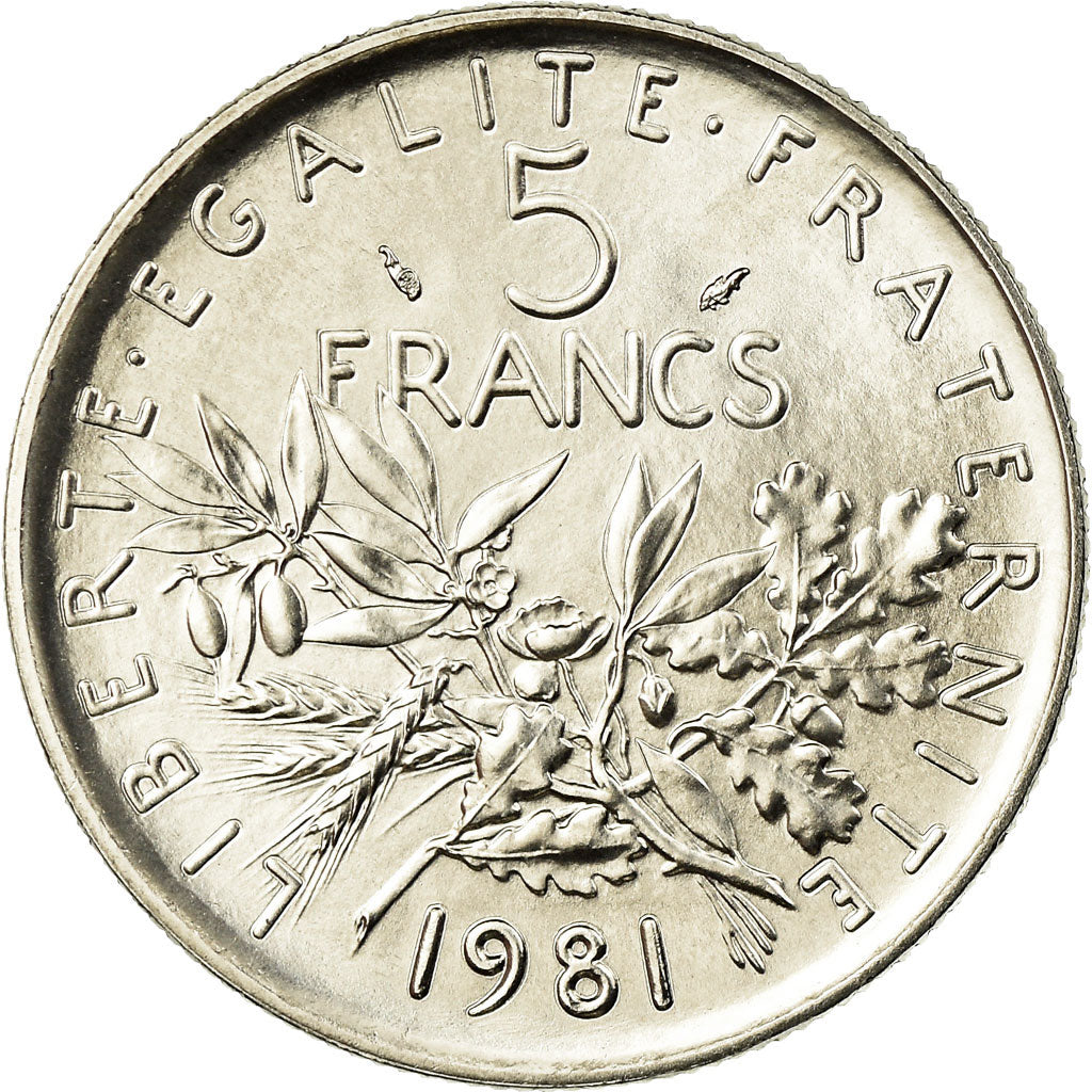 Moneta, Francia, Semeuse, 5 Francs, 1981, Paris, FDC, Nichel placcato