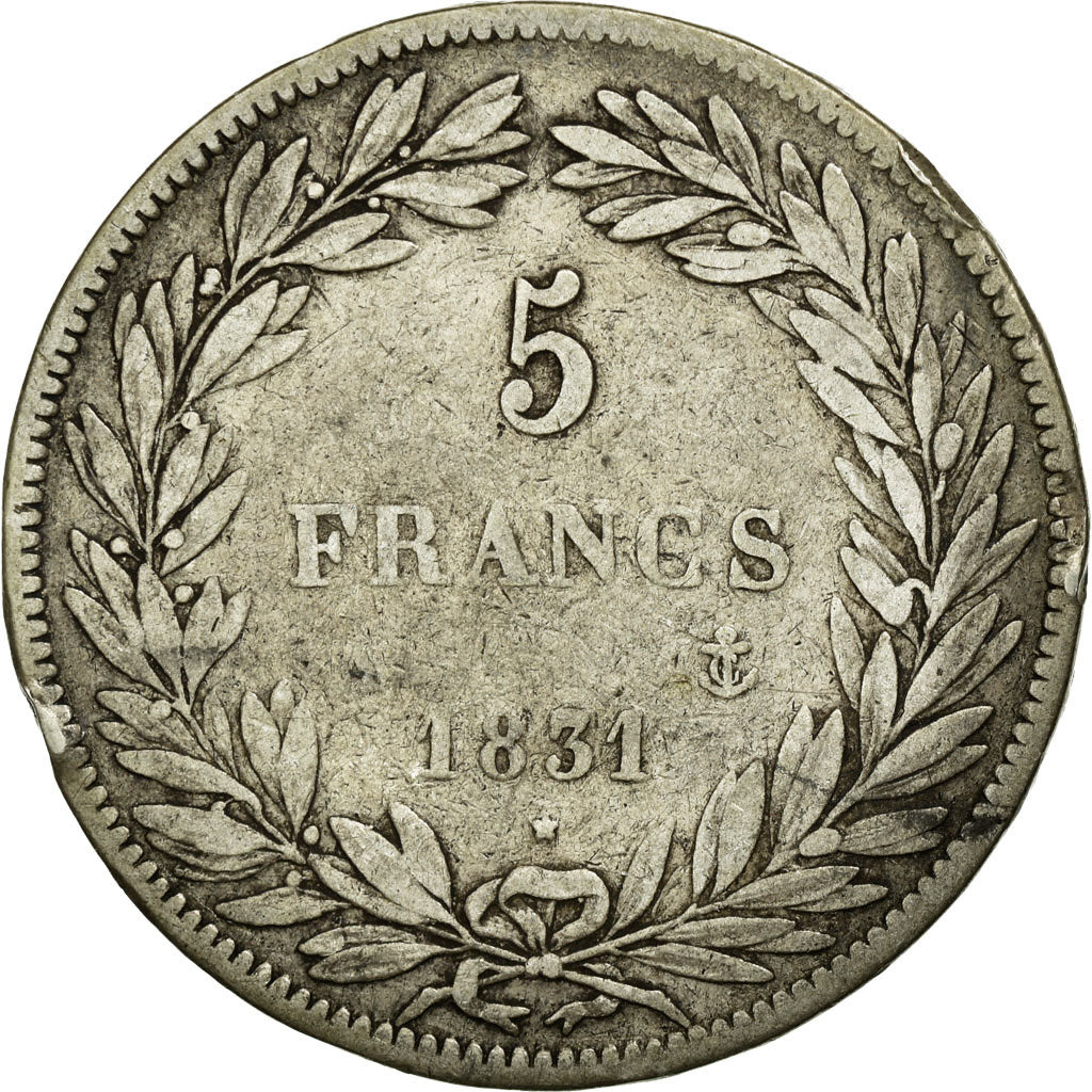 Coin, France, Louis-Philippe, 5 Francs, 1831, Paris, VF(20-25), Silver
