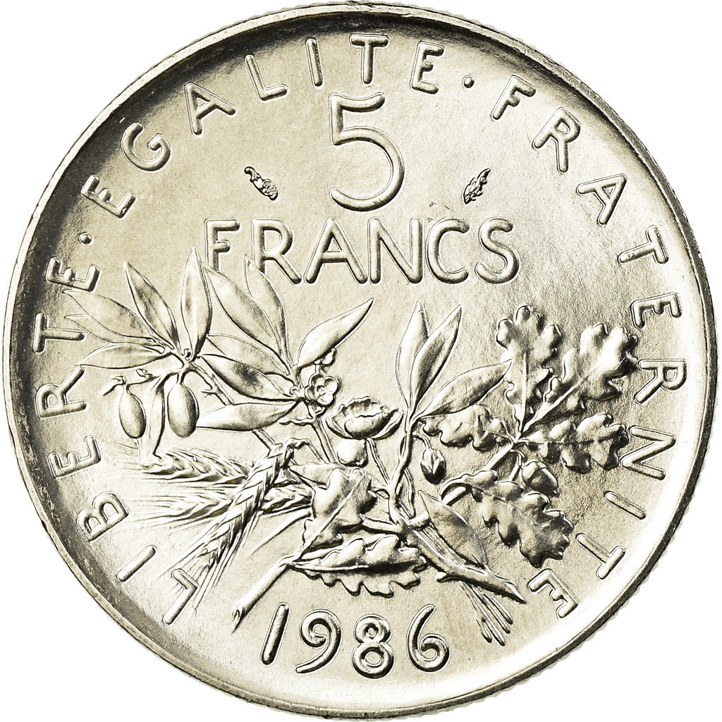 Moneta, Francja, Semeuse, 5 Francs, 1986, Paris, MS(65-70), Nikiel powlekany