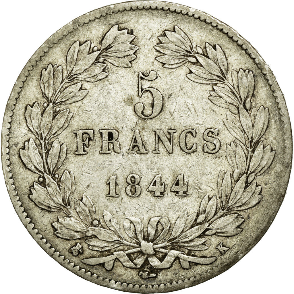 Coin, France, Louis-Philippe, 5 Francs, 1844, Bordeaux, VF(30-35), Silver