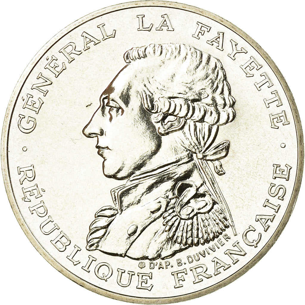 Munten, Frankrijk, Lafayette, 100 Francs, 1987, FDC, Zilver, KM:962, Gadoury:902