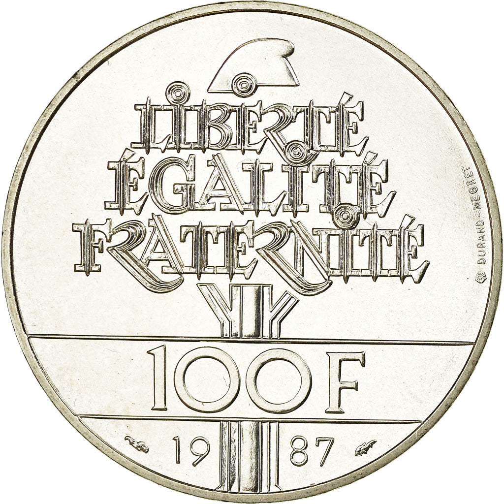 Munten, Frankrijk, Lafayette, 100 Francs, 1987, FDC, Zilver, KM:962, Gadoury:902