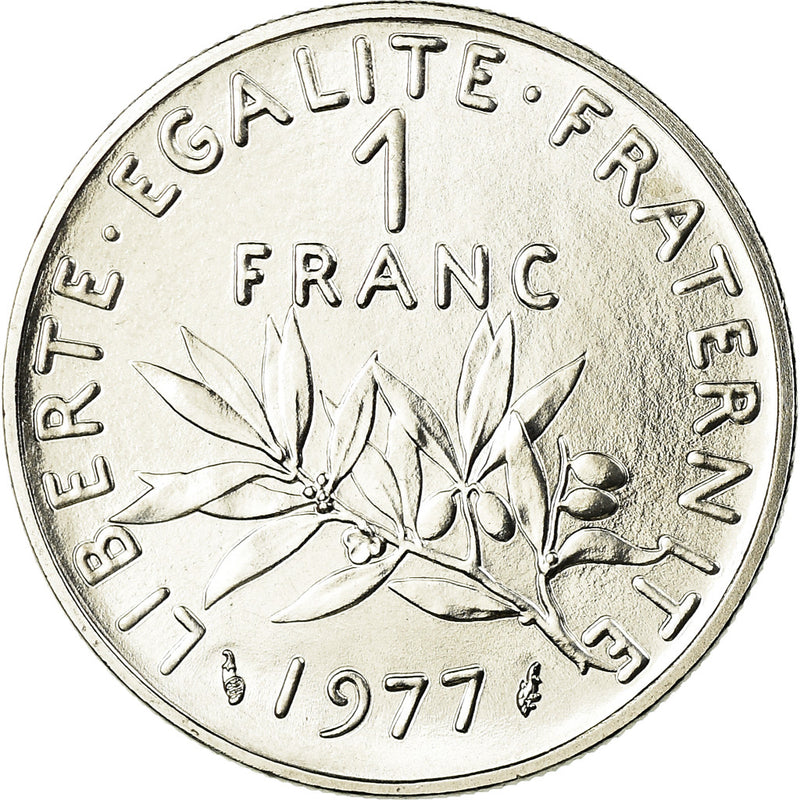 Coin France Semeuse Franc 1977 Paris MS(65-70) Nickel KM:925.1