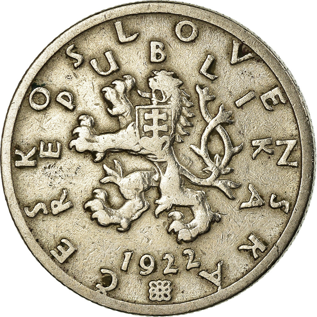 Moneda, Checoslovaquia, 50 Haleru, 1922, MBC, Cobre - níquel, KM:2