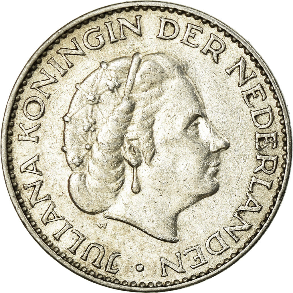 Coin, Netherlands, Juliana, Gulden, 1958, EF(40-45), Silver, KM:184