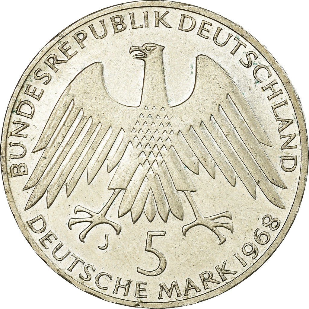Monnaie, République fédérale allemande, 5 Mark, 1968, Hamburg, Germany, SUP