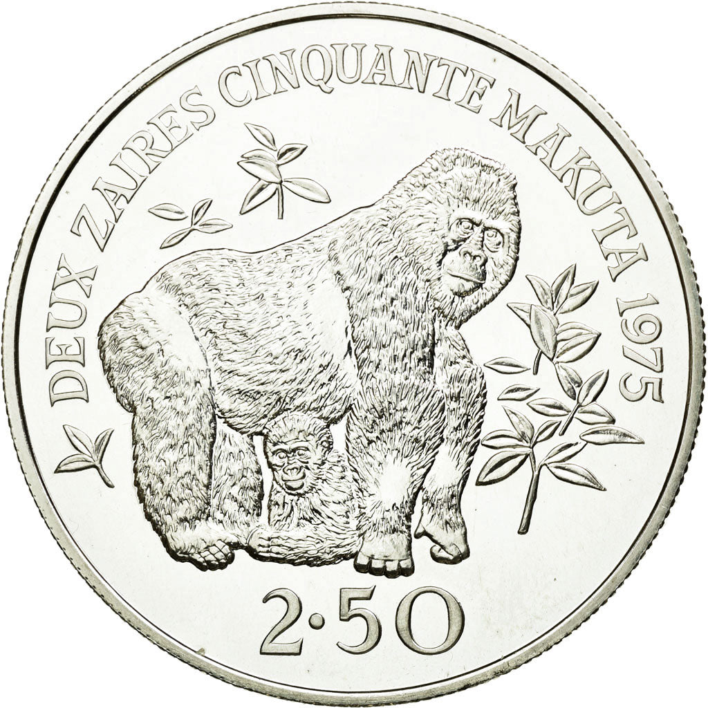 Moneda, Zaire, 2-1/2 Zaires, 1975, SC, Plata, KM:9