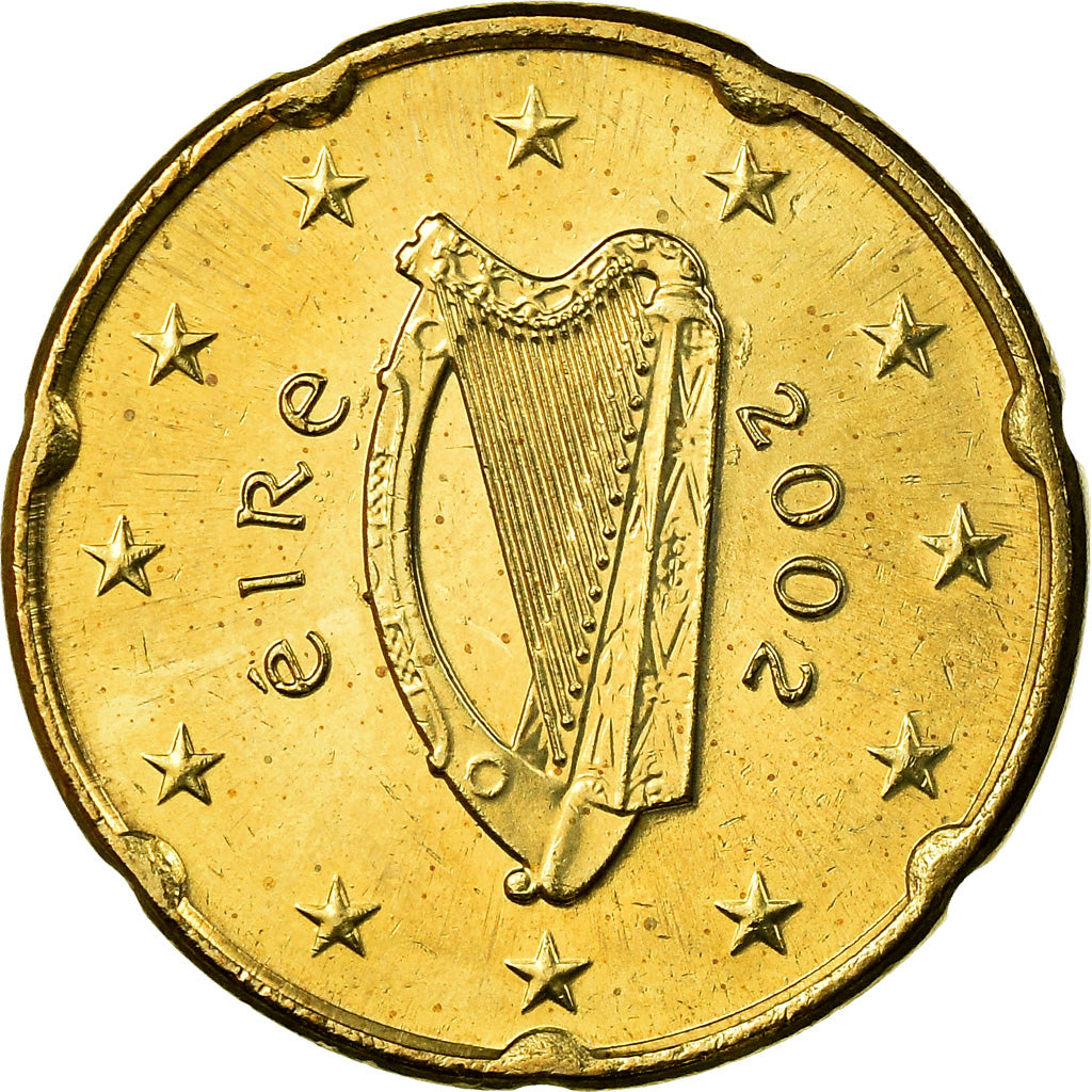 REPÚBLICA DE IRLANDA, 20 Euro Cent, 2002, SC, Latón, KM:36