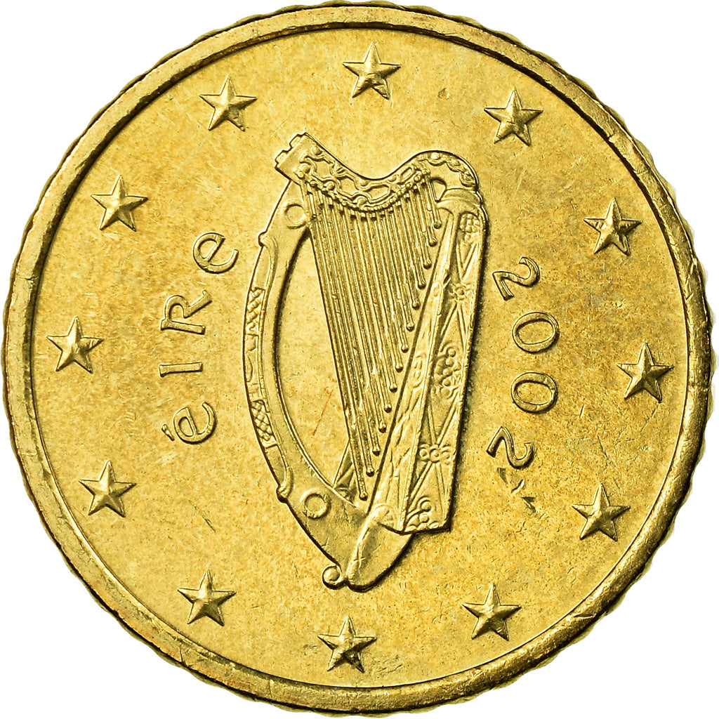 REPUBLIKA IRLANDII, 50 Euro Cent, 2002, Sandyford, MS(63), Mosiądz, KM:37