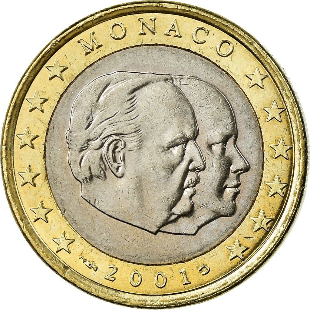 Mónaco, Euro, 2001, MS(63), Bimetálico, KM:173