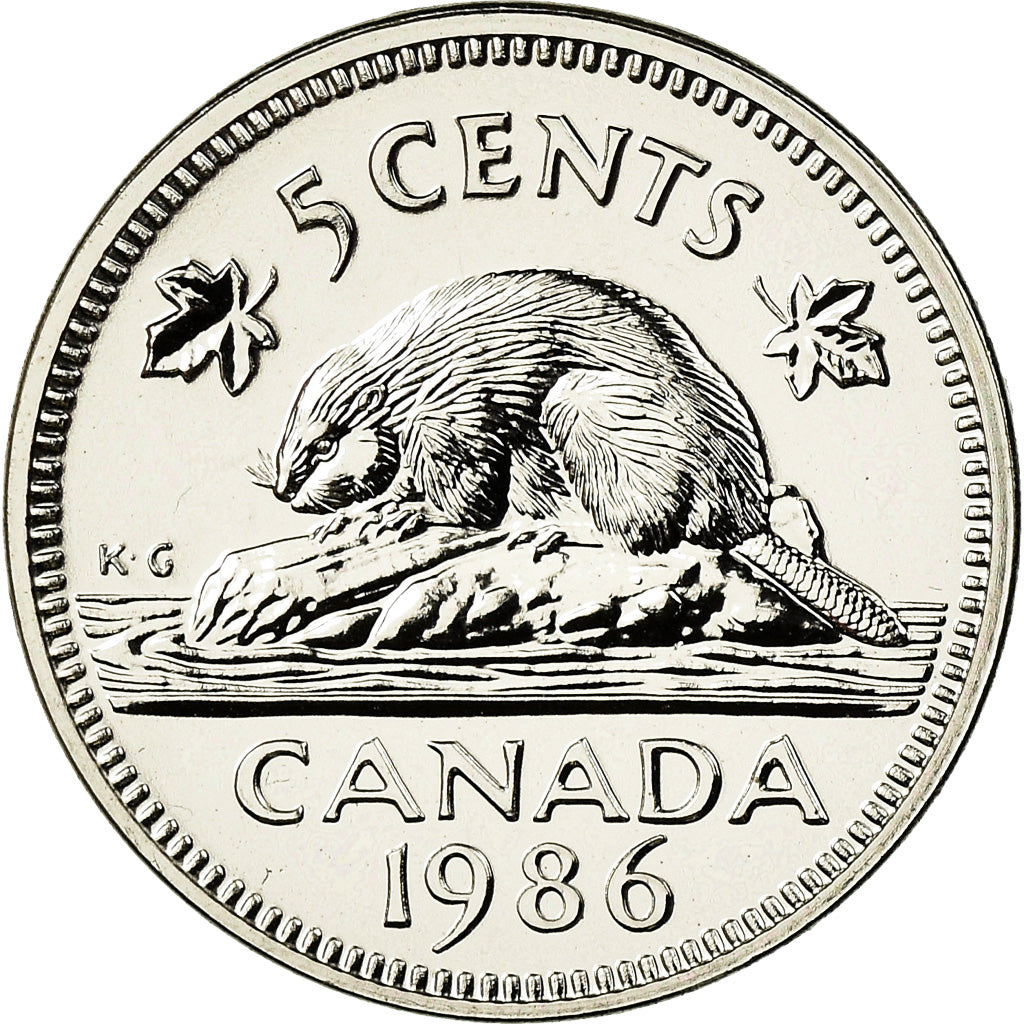 Moneda, Canadá, Elizabeth II, 5 Cents, 1986, Royal Canadian Mint, Ottawa, FDC