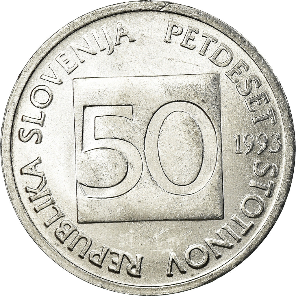 Coin, Slovenia, 50 Stotinov, 1993, AU(55-58), Aluminum, KM:3