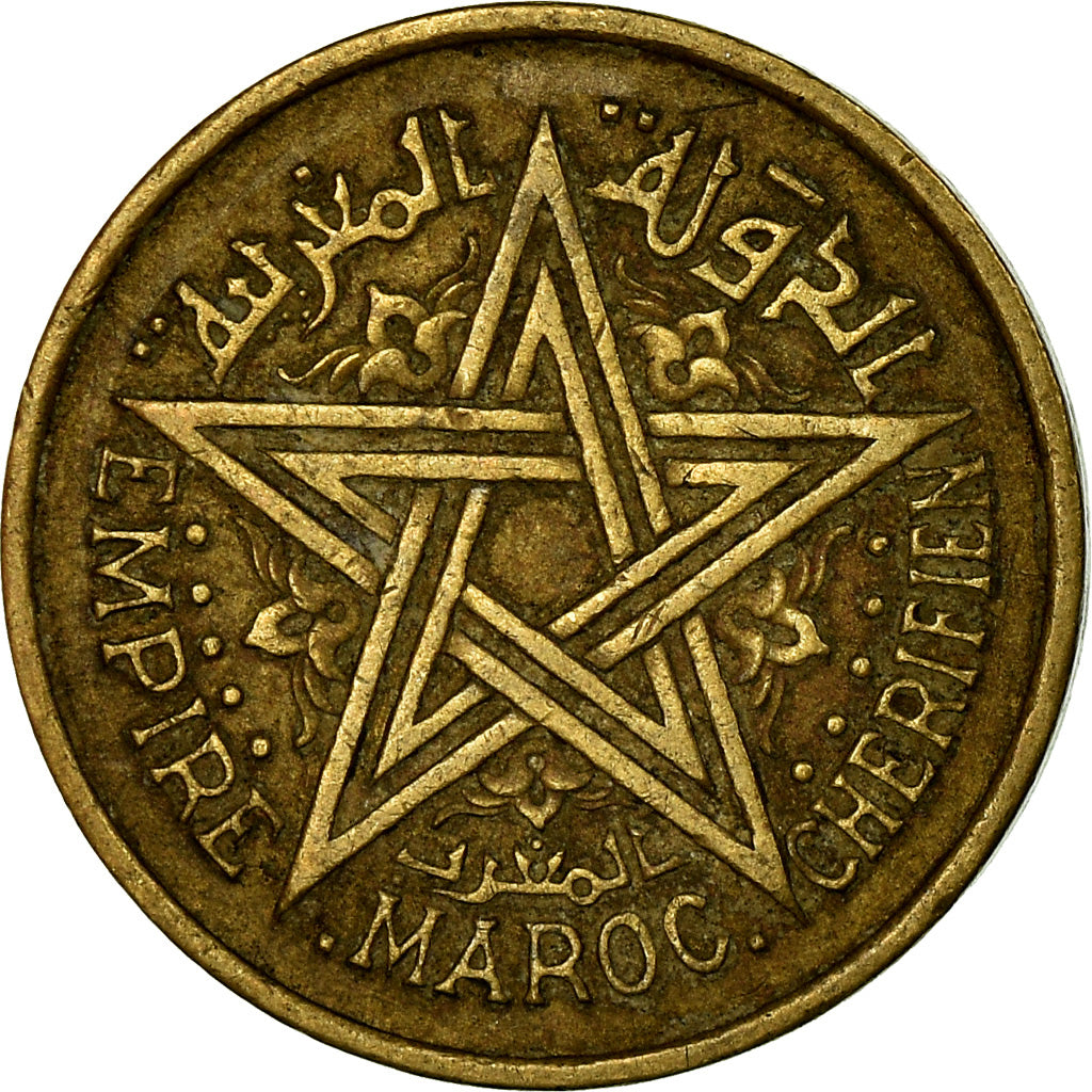 Coin, Morocco, Mohammed V, 50 Centimes, 1945, Paris, EF(40-45), Aluminum-Bronze