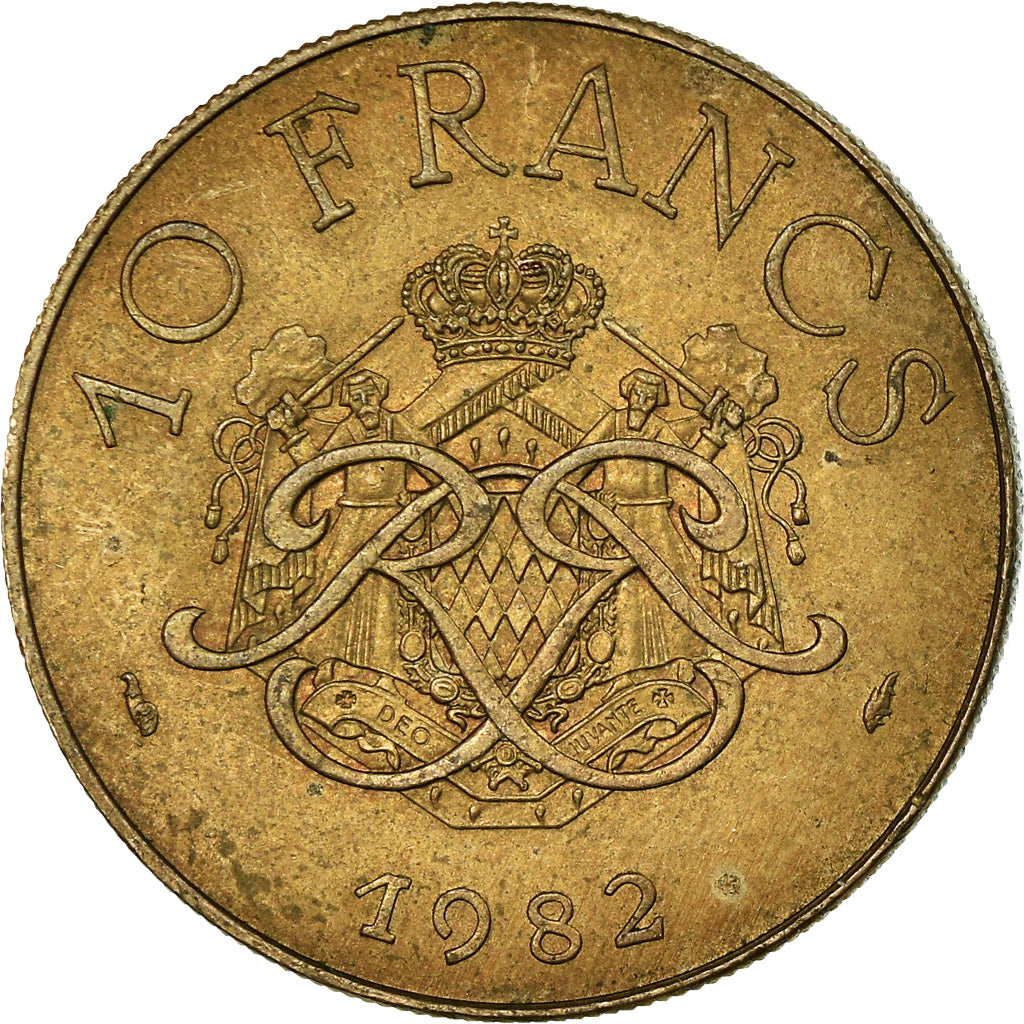 Moneda, Mónaco, Rainier III, 10 Francs, 1982, MBC, Cobre - níquel - aluminio