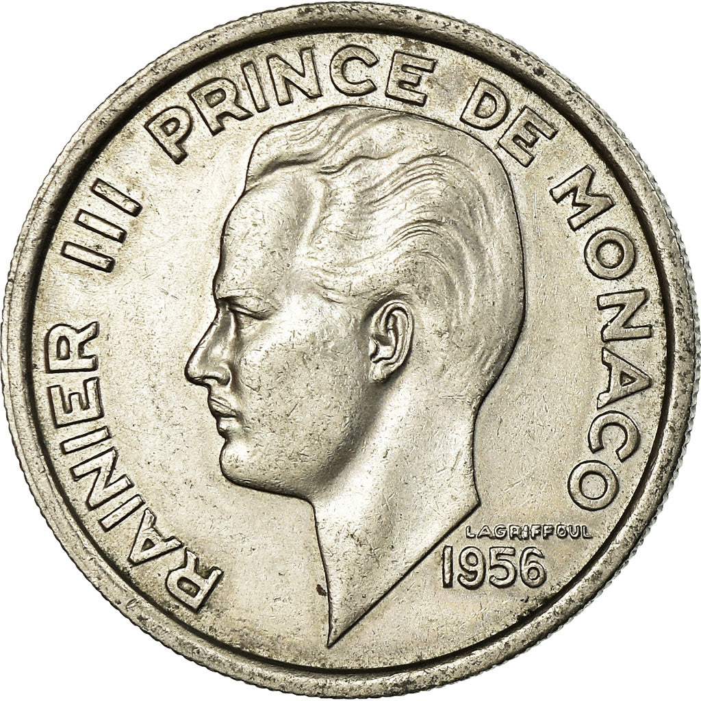 Monaco, Rainier III, 100 Francs, Cent, 1956, EF(40-45), Copper-nickel, KM:134