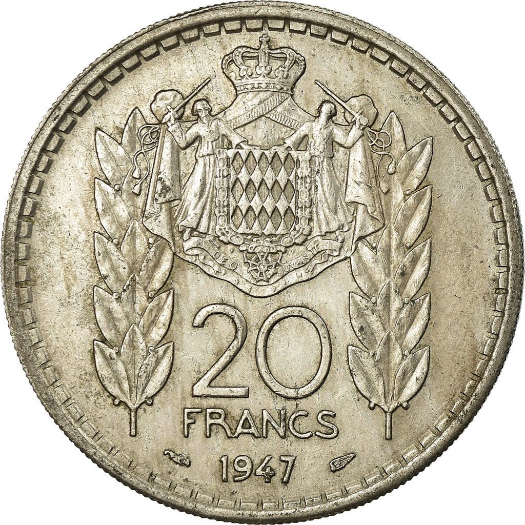 Coin, Monaco, Louis II, 20 Francs, Vingt, 1947, EF(40-45), Copper-nickel