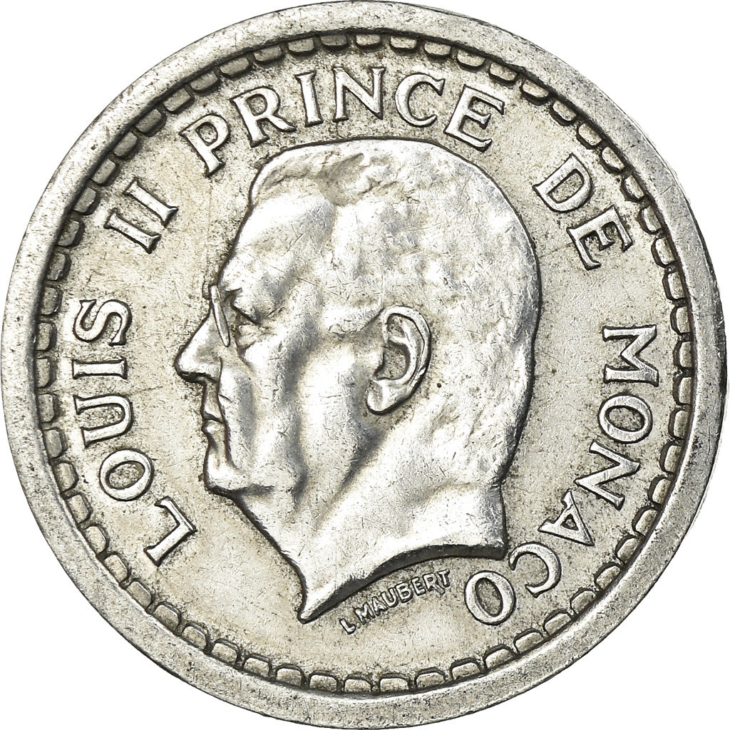 Coin, Monaco, Louis II, Franc, 1943, EF(40-45), Aluminum, KM:120