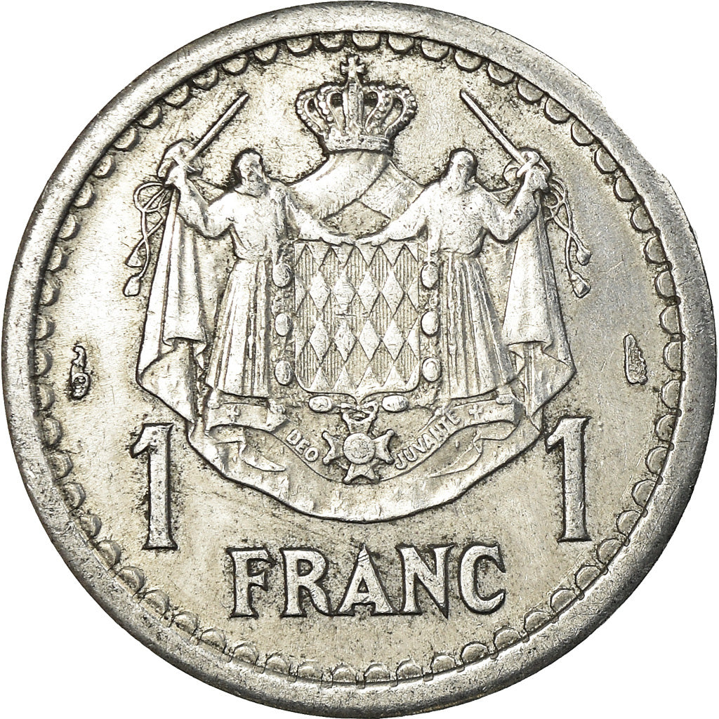 Coin, Monaco, Louis II, Franc, 1943, EF(40-45), Aluminum, KM:120