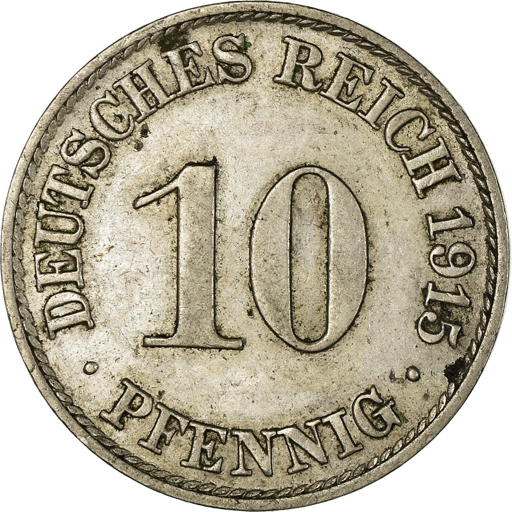 Moneda, ALEMANIA - IMPERIO, Wilhelm II, 10 Pfennig, 1915, Berlin, MBC, Cobre -