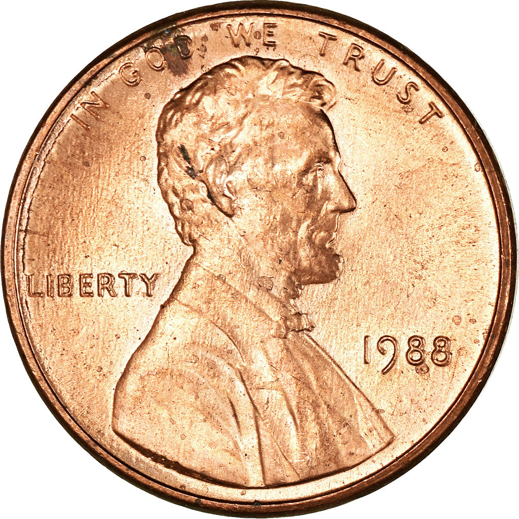 Moeda, Estados Unidos da América, Lincoln Cent, Cent, 1988, U.S. Mint