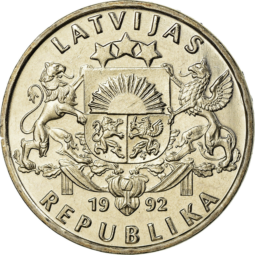 Coin, Latvia, Lats, 1992, MS(63), Copper-nickel, KM:12