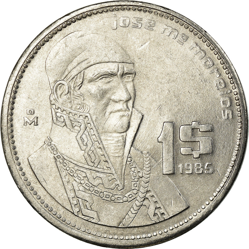 Coin, Mexico, Peso, 1985, Mexico City, AU(55-58), Stainless Steel, KM:496