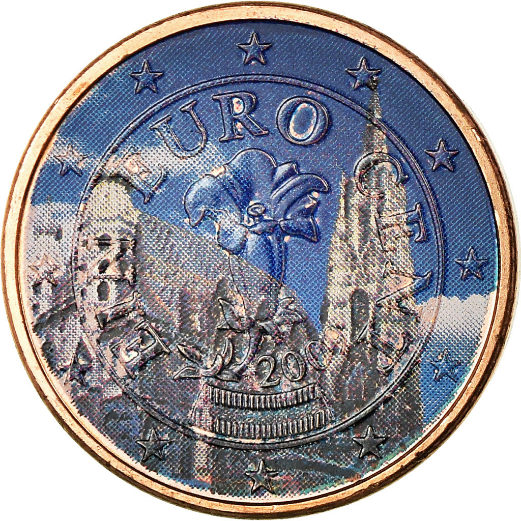 Austria, Cathédrale Vienne, Euro Cent, 2009, Colorised, SPL-, Acciaio placcato
