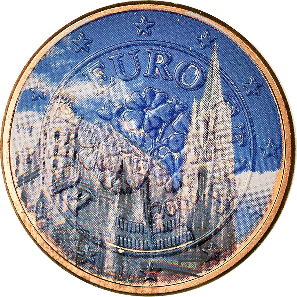 Oostenrijk, Cathédrale Vienne, 5 Euro Cent, 2009, Colorised, PR, Copper Plated