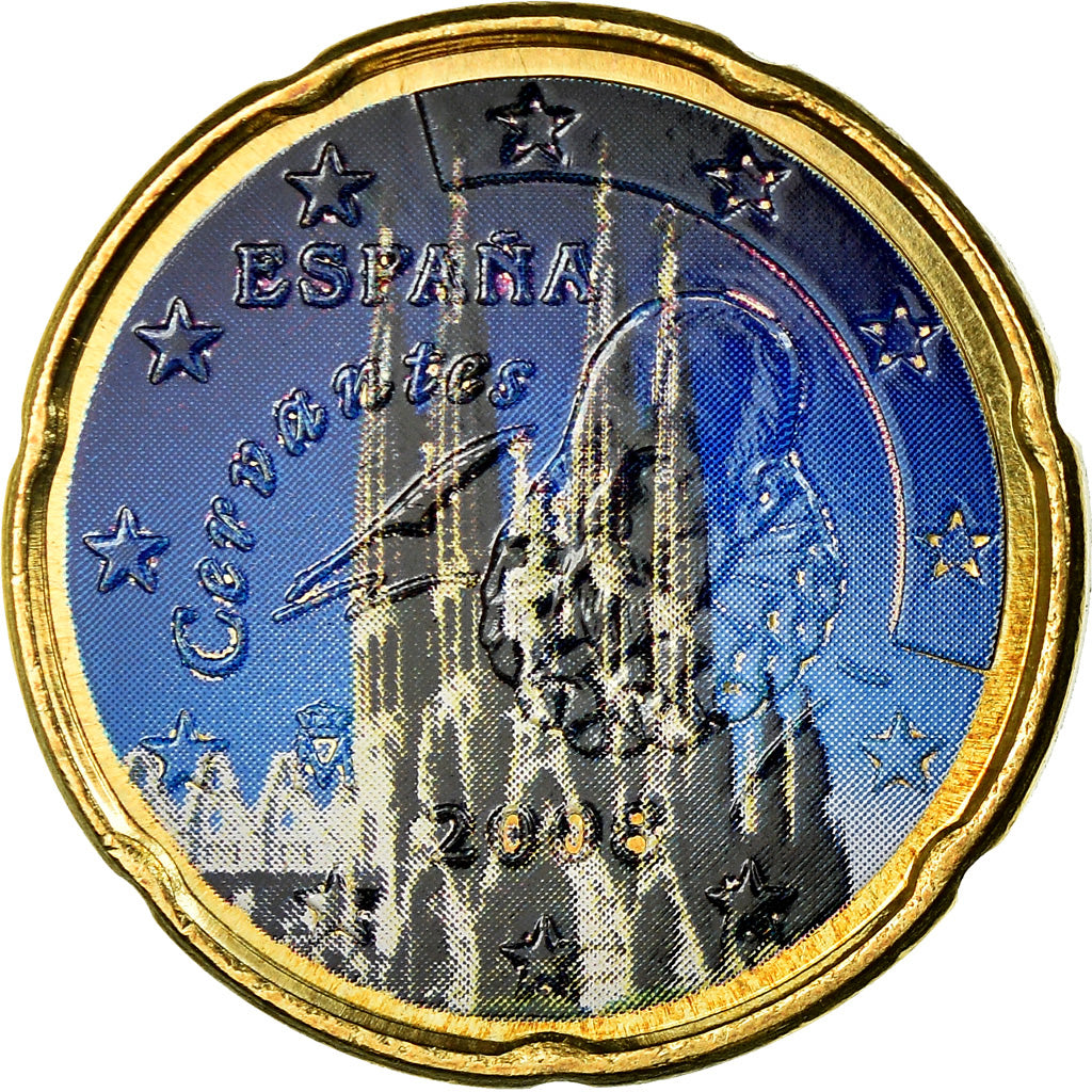 Spanien, 20 Euro Cent, 2008, Colorised, VZ, Messing, KM:1071