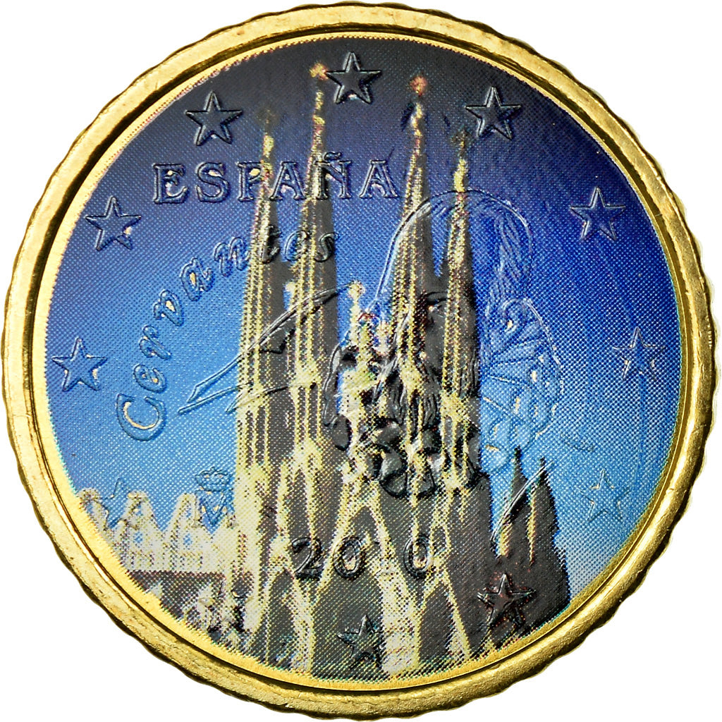 Spain, 50 Euro Cent, Sagrada Familia, 2010, Colorised, AU(55-58), Brass, KM:1149