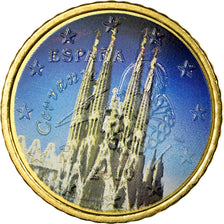 Espanha, 50 Euro Cent, Sagrada Familia, 2010, Colorised, AU(55-58), Latão