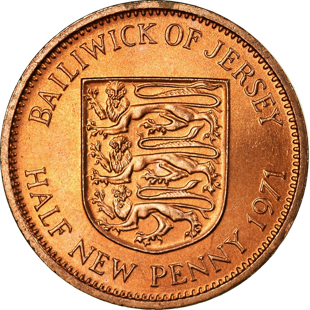 Coin, Jersey, Elizabeth II, 1/2 New Penny, 1971, MS(63), Bronze, KM:29