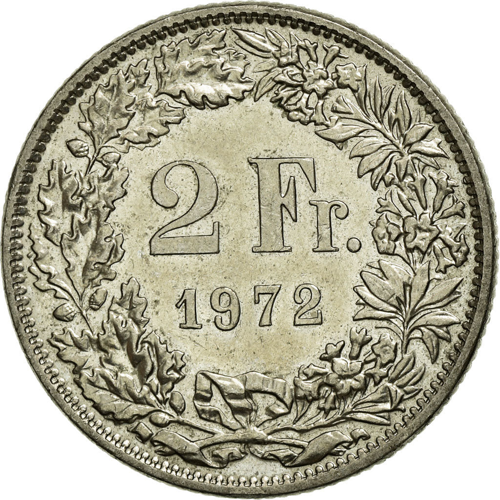 Moneta, Svizzera, 2 Francs, 1972, SPL-, Rame-nichel, KM:21a.1