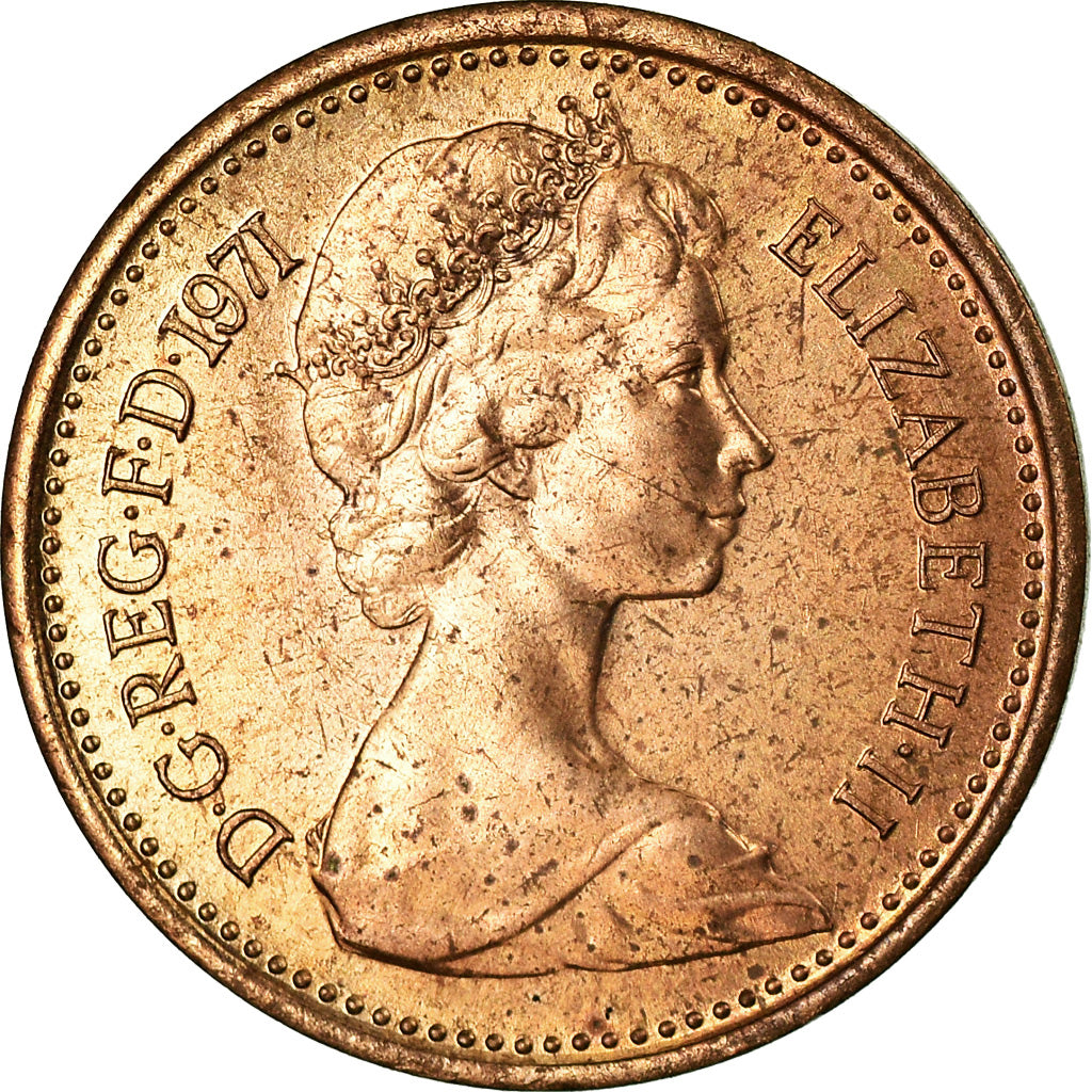 Moneda, Gran Bretaña, Elizabeth II, 1/2 New Penny, 1971, SC, Bronce, KM:914