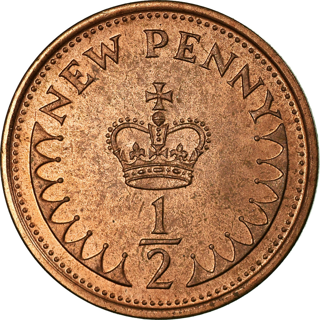 Moneda, Gran Bretaña, Elizabeth II, 1/2 New Penny, 1971, SC, Bronce, KM:914