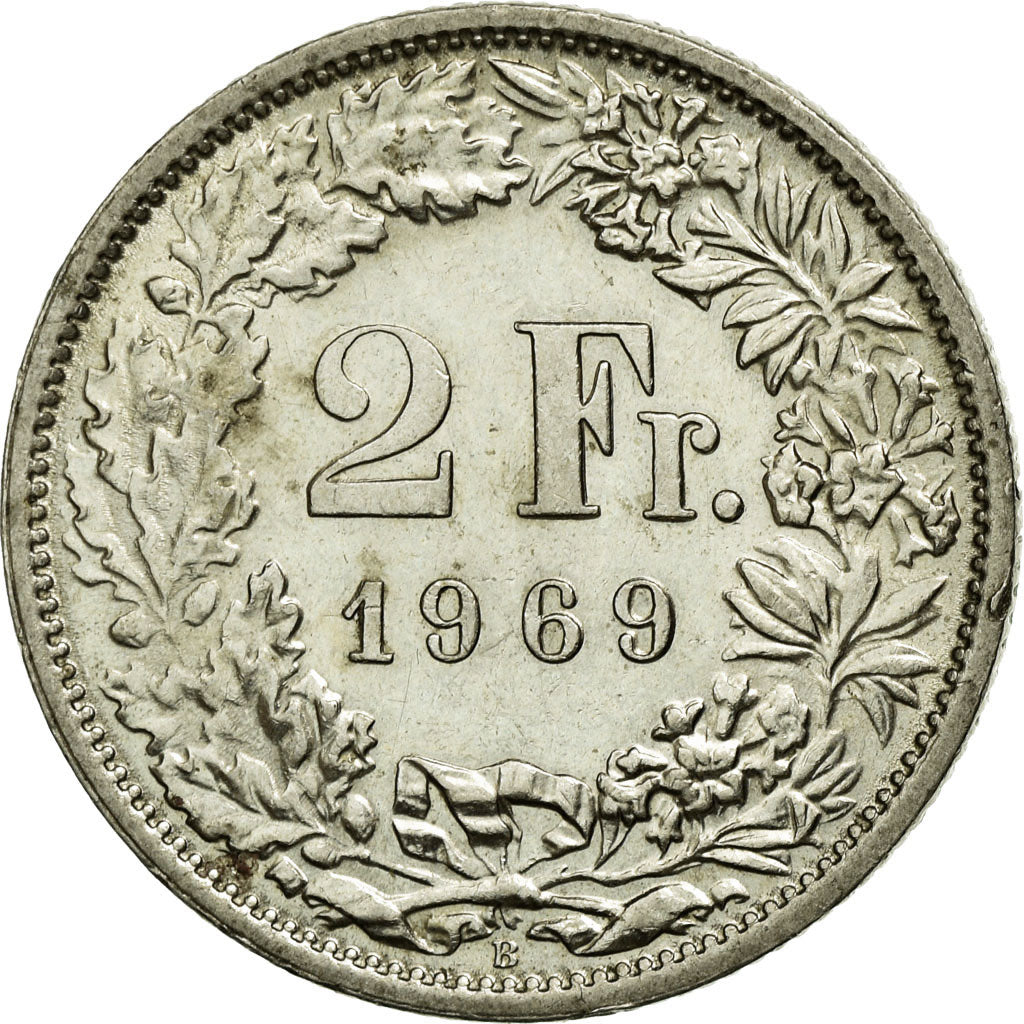 Monnaie, Suisse, 2 Francs, 1969, Bern, SUP, Copper-nickel, KM:21a.1