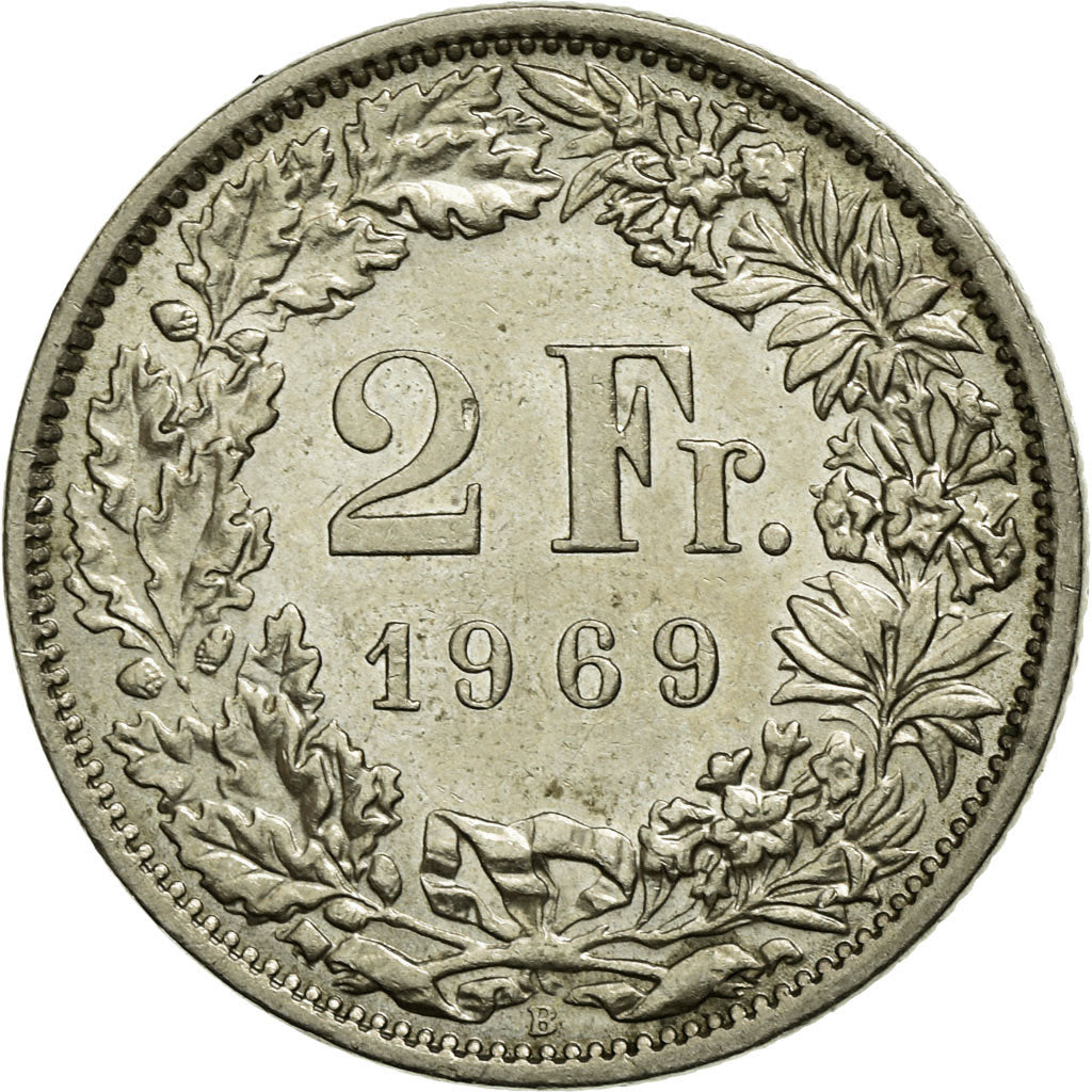 Monnaie, Suisse, 2 Francs, 1969, Bern, SUP, Copper-nickel, KM:21a.1