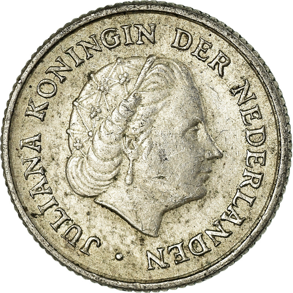 Coin, Netherlands Antilles, Juliana, 1/10 Gulden, 1963, EF(40-45), Silver, KM:3
