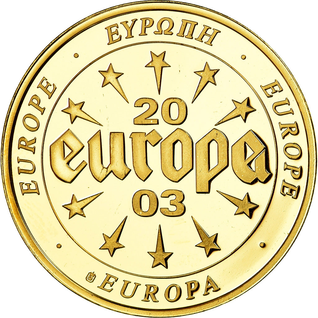 França, Medal, L'Europe, 500 Sakala, Estonie, 2003, MS(63), Cobre Dourado