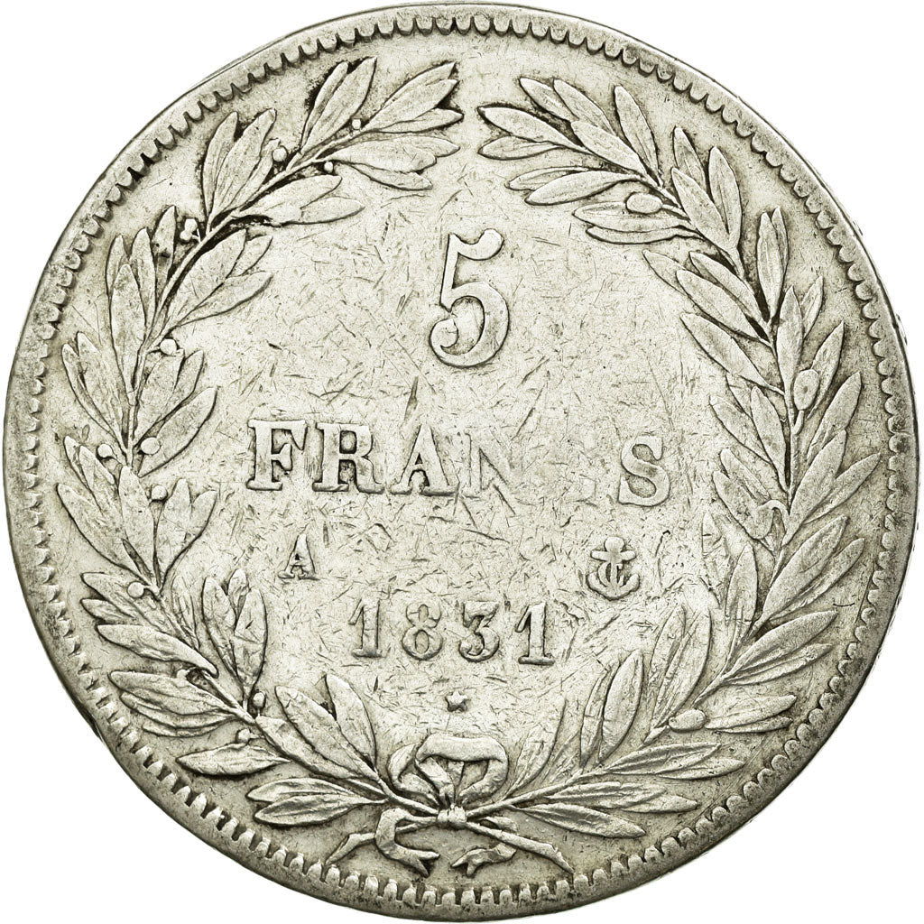 Coin, France, Louis-Philippe, 5 Francs, 1831, Paris, VF(30-35), Silver