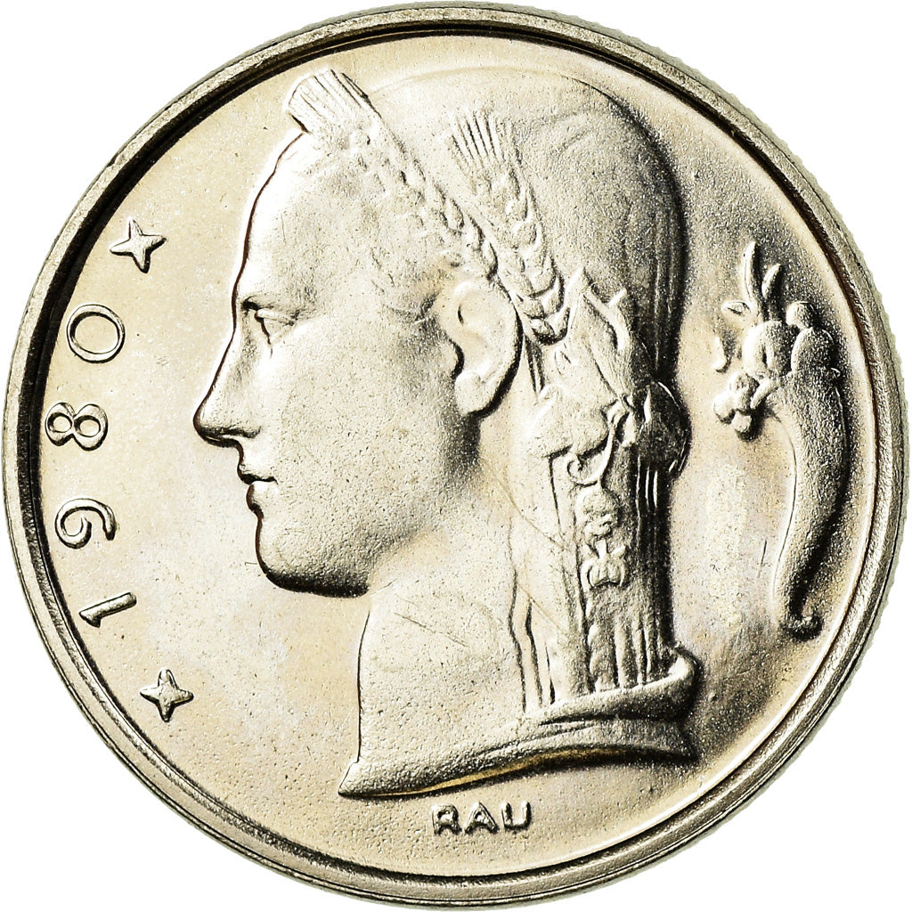 Coin, Belgium, 5 Francs, 5 Frank, 1980, MS(63), Copper-nickel, KM:134.1