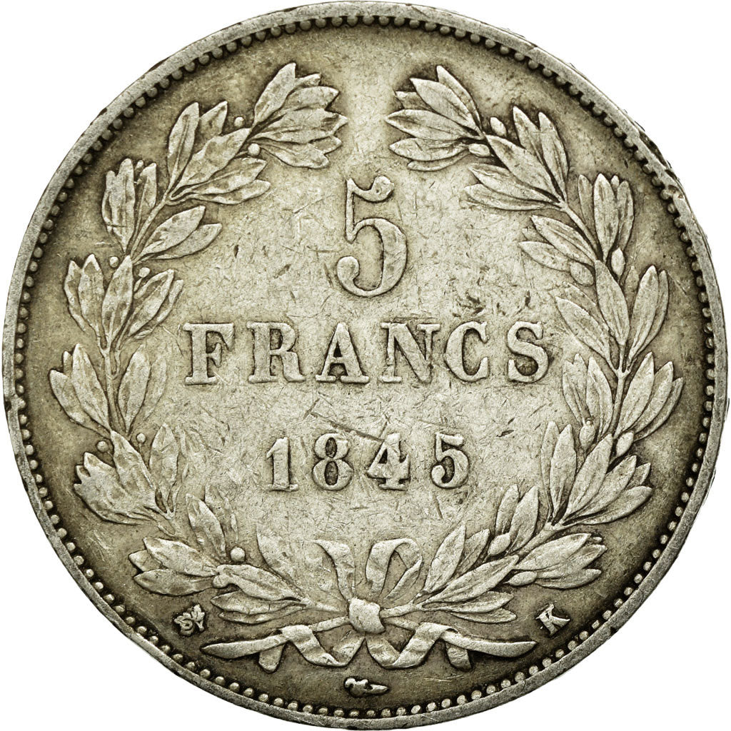 Coin, France, Louis-Philippe, 5 Francs, 1845, Bordeaux, VF(20-25), Silver