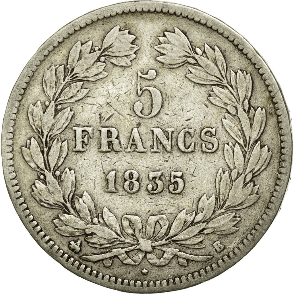 Coin, France, Louis-Philippe, 5 Francs, 1835, Rouen, VF(20-25), Silver