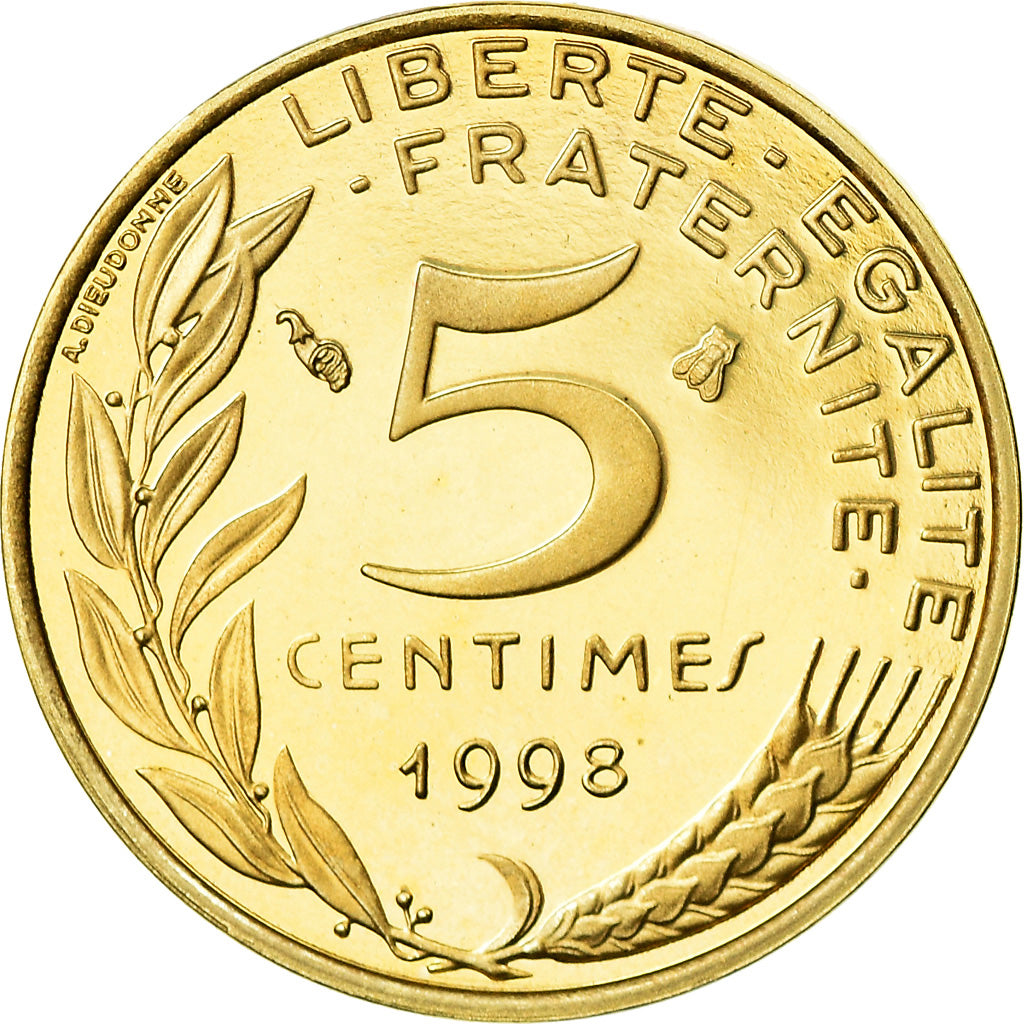Monnaie, France, Marianne, 5 Centimes, 1998, Paris, Proof, FDC, Aluminum-Bronze