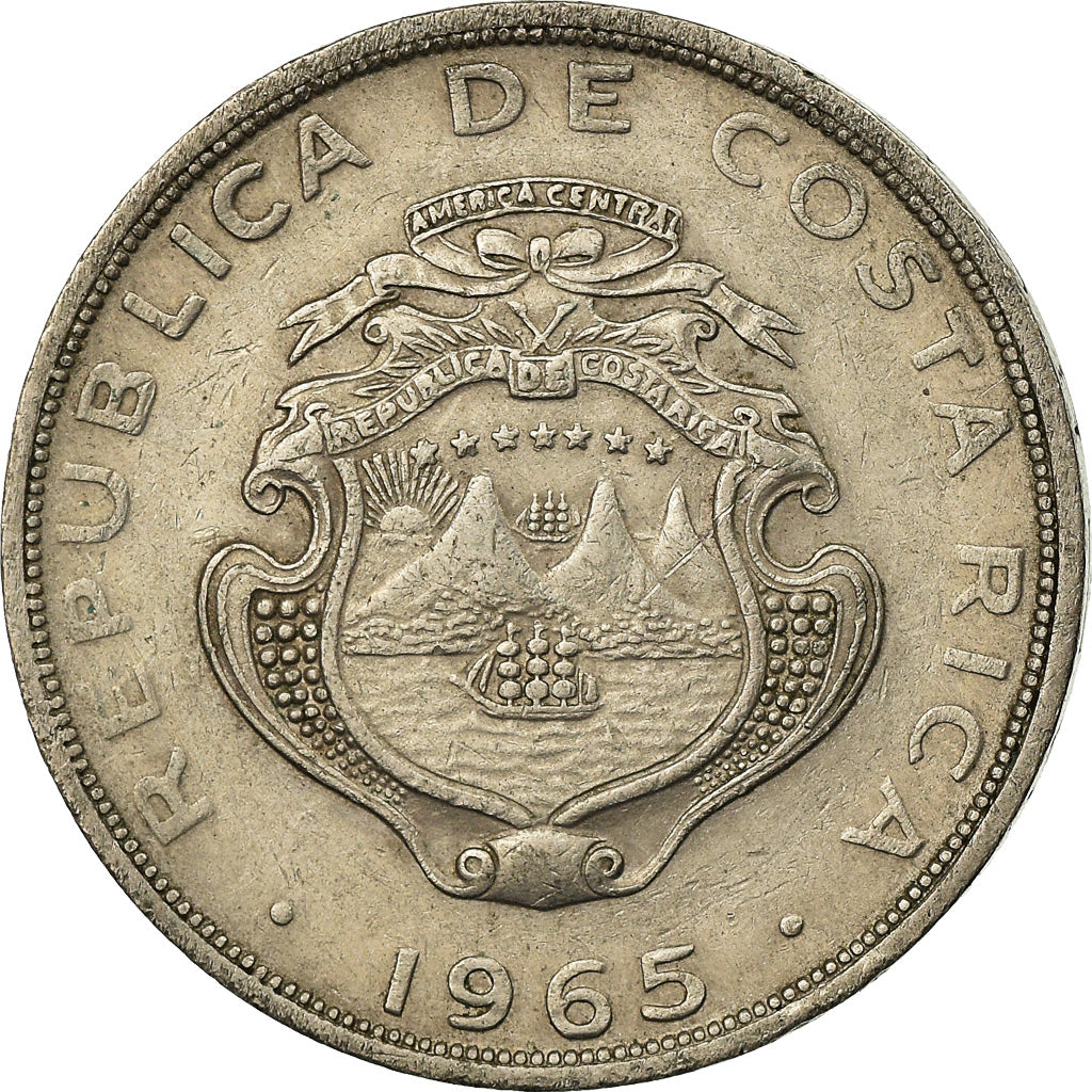 Moeda, Costa Rica, Colon, 1965, EF(40-45), Cobre-níquel, KM:186.2