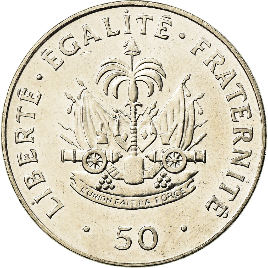 Coin, Haiti, 50 Centimes, 1995, AU(55-58), Nickel plated steel, KM:153a